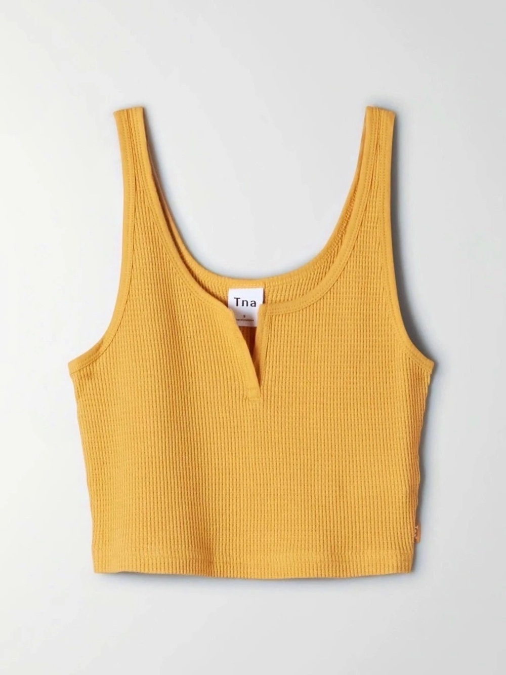 Tna Waffle Notch Tank Crop Top in Yellow